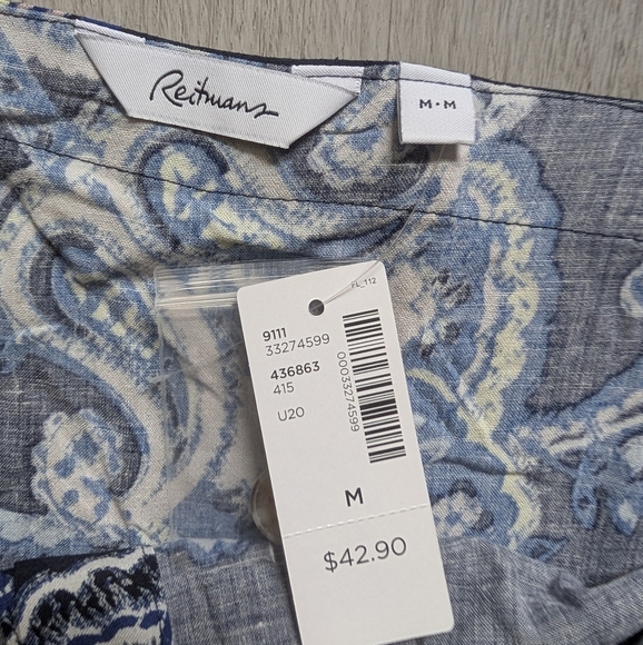 BNWT Reitmans Navy Floral Tie Front Tank Top Size M - Picture 4 of 5